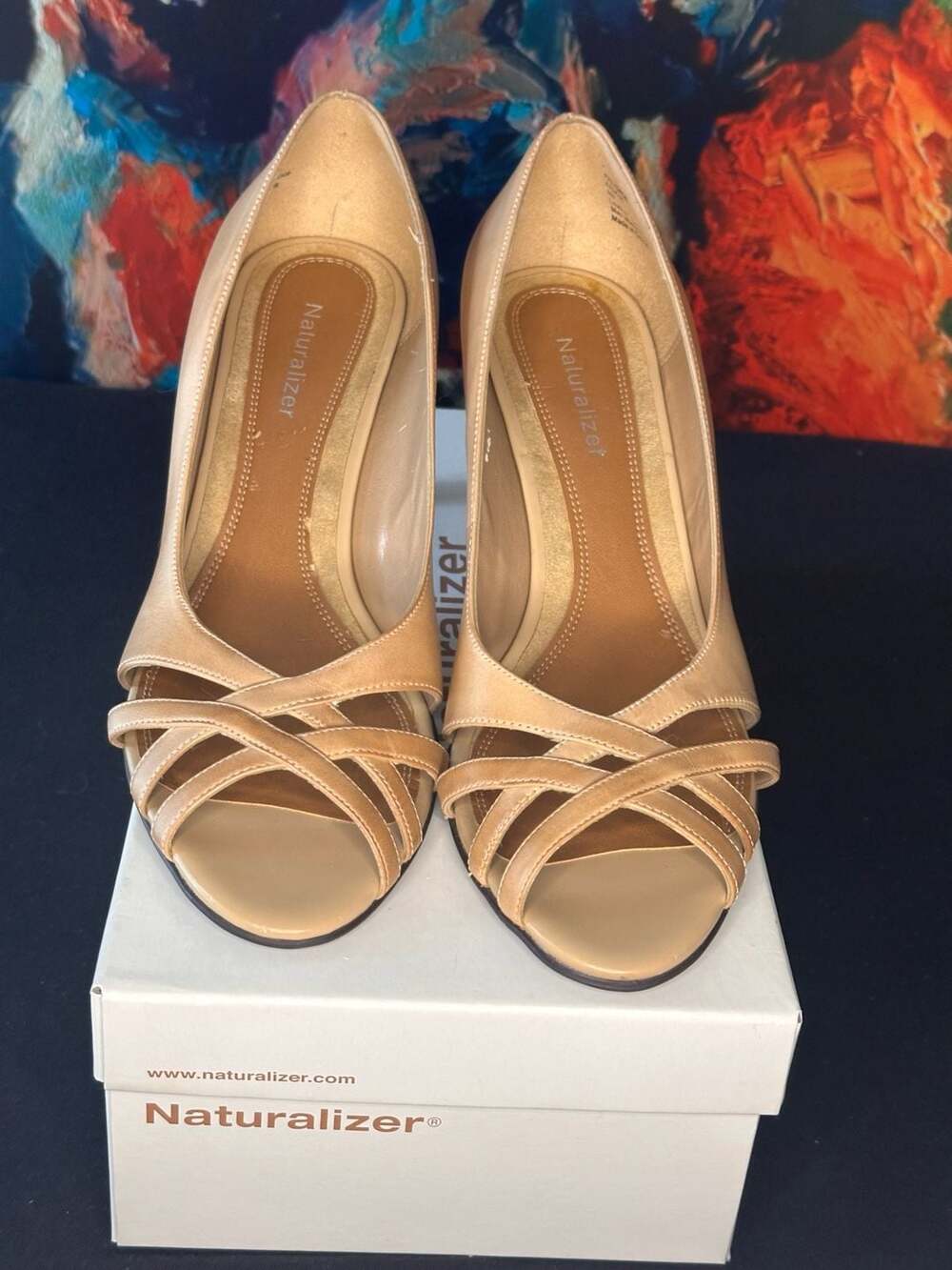 Naturalizer Palisade Carmelo Leather Peep Toe Pumps Size 8M